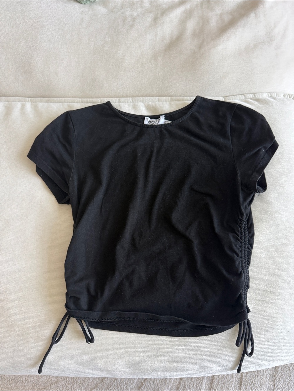 Princess Polly Black Short-Sleeve Drawstring Top